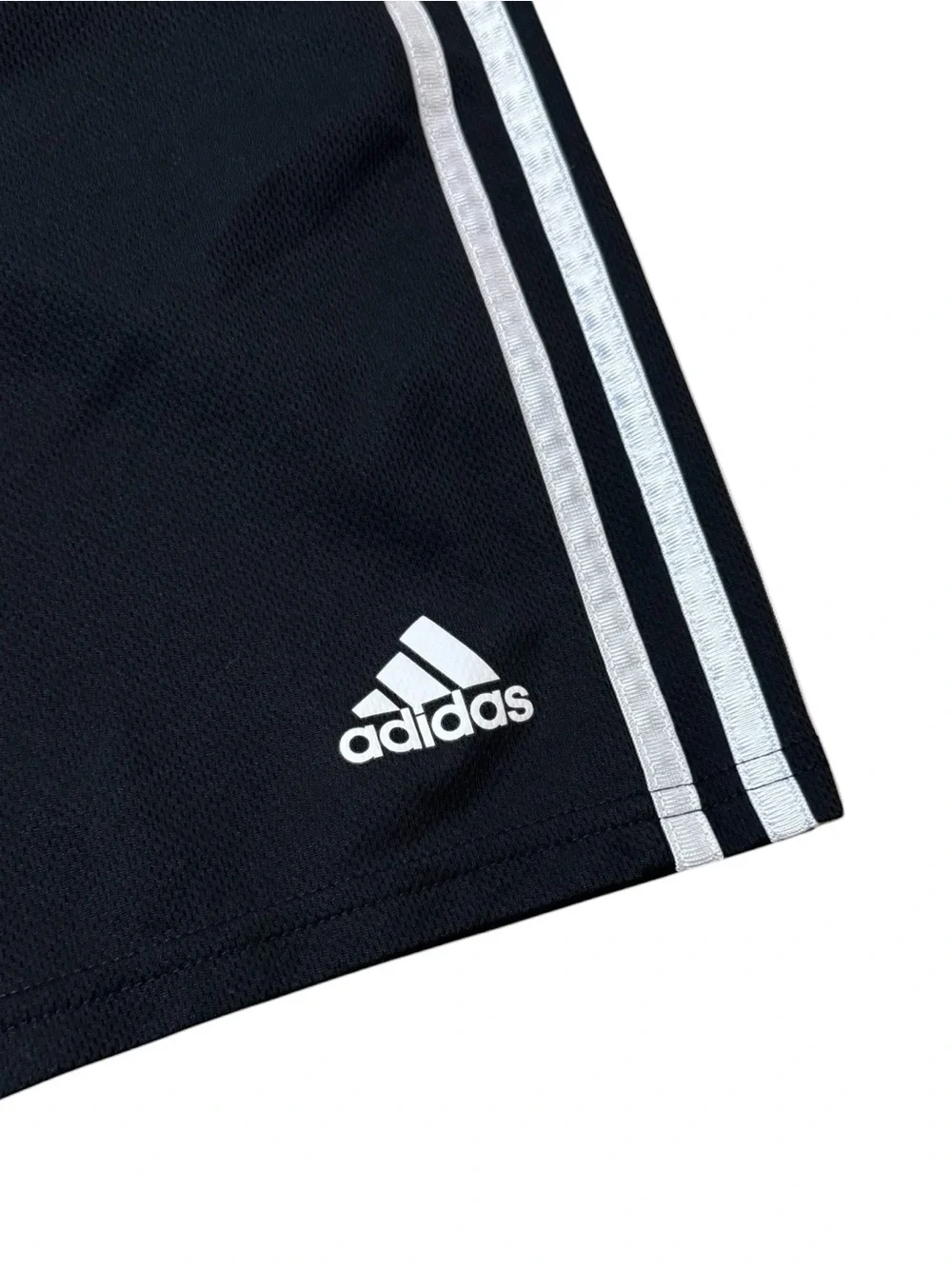 adidas | Black Shorts with White Three-Stripe Detail Size Large Boys 14-16